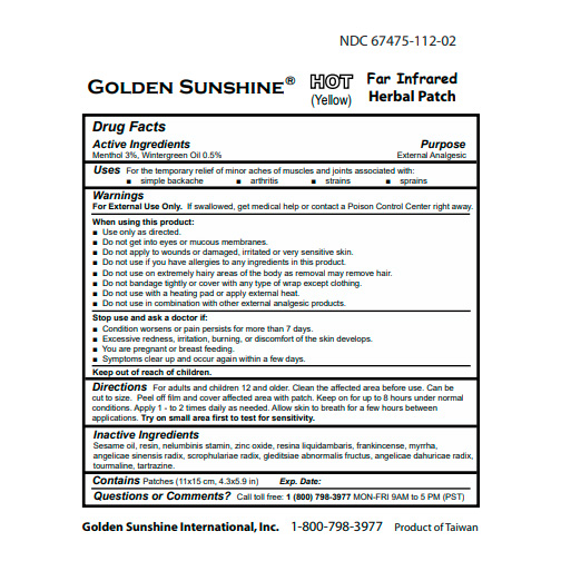 Golden Sunshine Hot  Herbal Patch (Professional) (yellow)