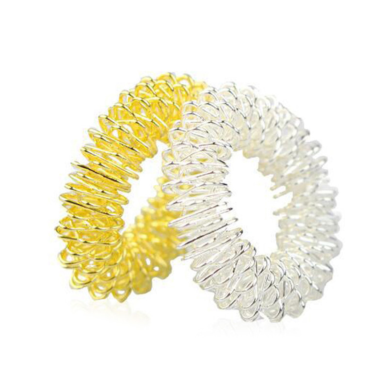 Acuring - 2 Gold/2 Silver Colored Acupressure Massage Ring
