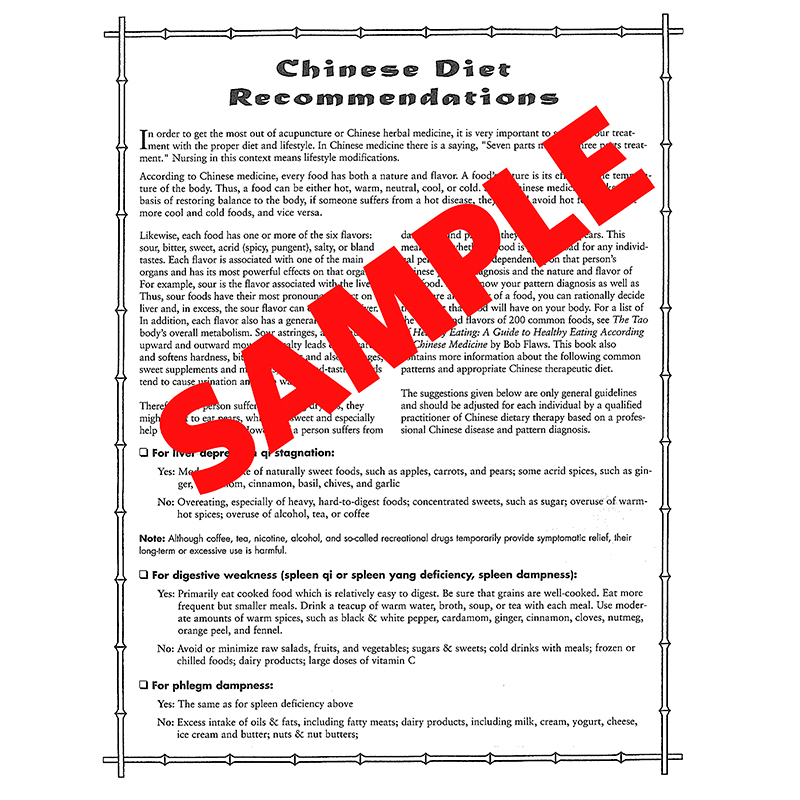 Chinese Diet Recommendations Pad